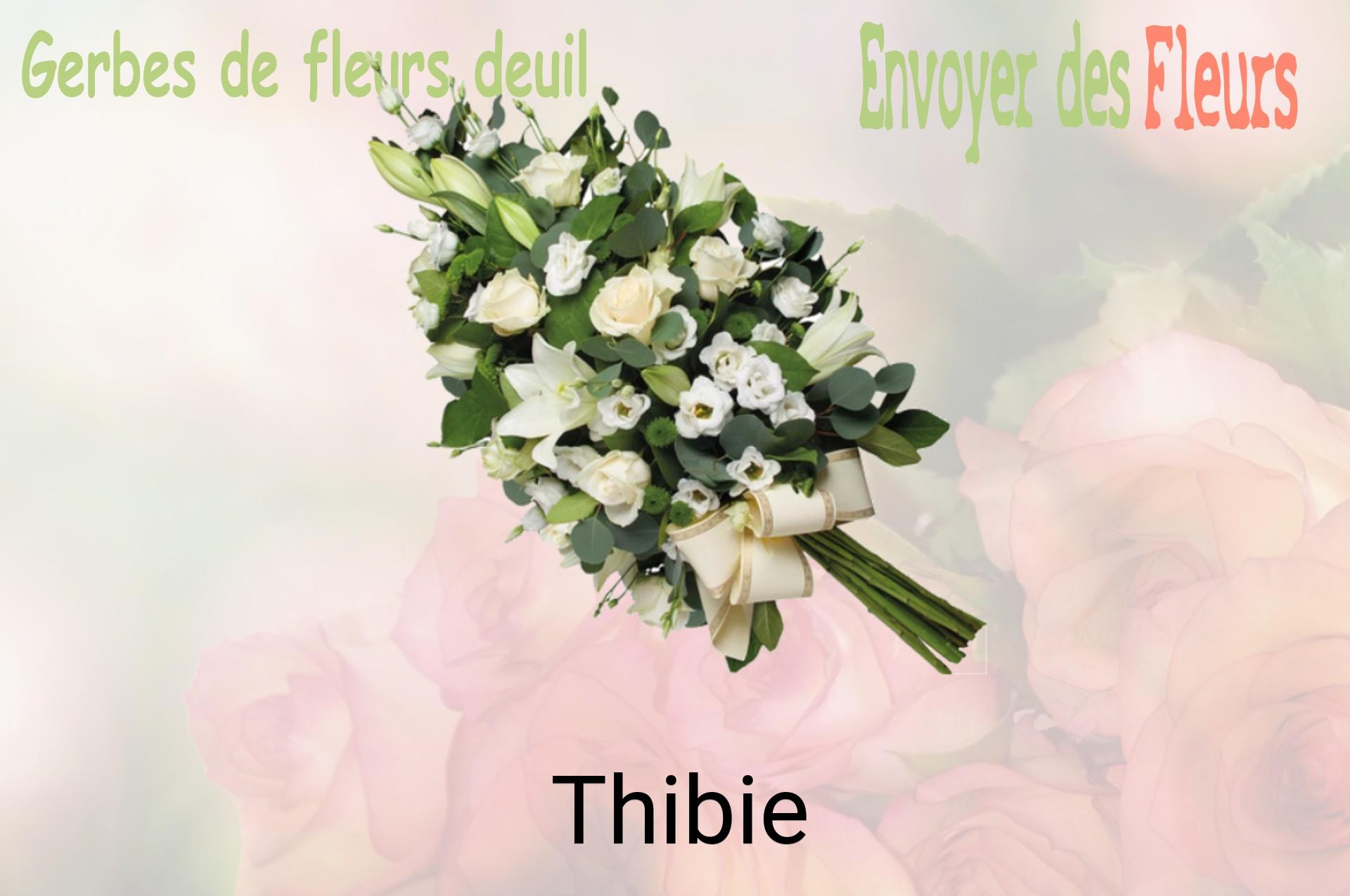 Gerbe de fleurs de deuil livrée à Thibie